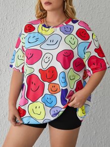 SHEIN EZwear Áo thun Plus size Hoạt hình Tất cả trên in Giải trí - Nhiều màu - Xem 4