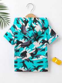 小男童迷彩和字母圖案T恤