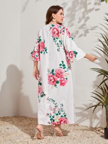 Modelyn Plus Floral Print Flounce Sleeve Dress - Multicolor - View 3