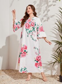 Modelyn Plus Floral Print Flounce Sleeve Dress - Multicolor - View 1