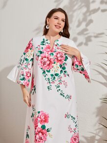Modelyn Plus Floral Print Flounce Sleeve Dress - Multicolor - View 4