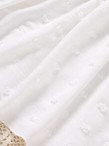 Toddler Girls Swiss Dot Ruffle Trim Belted Dress - White - View 4