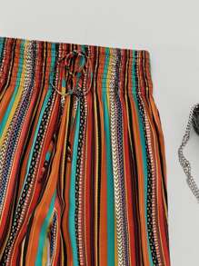 Breezaya 大碼條紋印花闊腿褲 - 彩色 - 查看 5