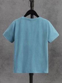 SHEIN Boys Coconut Tree & Letter Graphic Tee - Dusty Blue - View 2