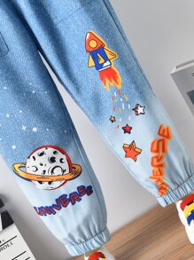 SHEIN Young Boy Cute Casual Outfits For Spring/Summer/Autumn - Blue - View 3