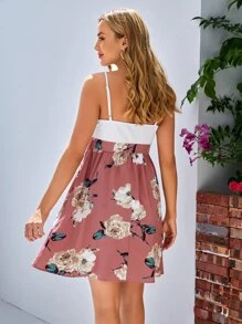 SHEIN 孕婦印花腰帶吊帶洋裝