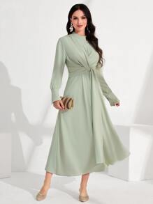 Modelyn Vestido línea A unicolor girante delantero - verde menta - Ver 1