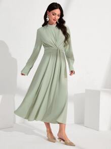 Modelyn Vestido línea A unicolor girante delantero - verde menta - Ver 4