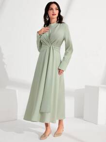 Modelyn Vestido línea A unicolor girante delantero - verde menta - Ver 5