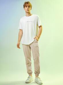 Manfinity Men Solid Slant Pocket Trousers - Apricot - View 5