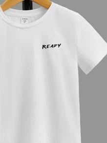 SHEIN 年輕男孩字母和圖形印花t恤