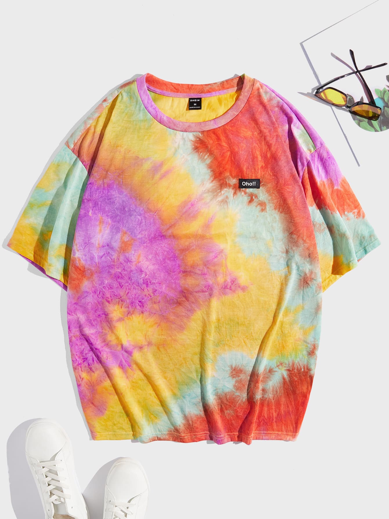 Manfinity Men Tie Dye Letter Graphic Tee - Multicolor - View 1