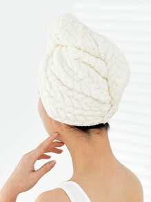 1 件装珊瑚绒超细纤维纯色干发帽，吸水，返校发帽