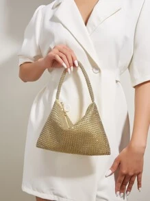 Túi xách Vincy Glitter Trang trí kim cương giả Túi Hobo - Vàng - Xem 1