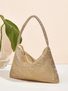 Túi xách Vincy Glitter Trang trí kim cương giả Túi Hobo - Vàng - Xem 2