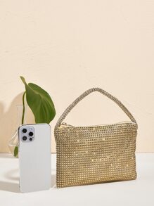 Túi xách Vincy Glitter Trang trí kim cương giả Túi Hobo - Vàng - Xem 3