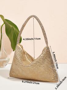 Túi xách Vincy Glitter Trang trí kim cương giả Túi Hobo - Vàng - Xem 8