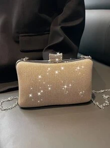 Túi xách nữ buổi tối long lanh Pha lê kim cương màu trơn Hấp dẫn - Rượu sâm banh - Xem 2