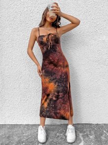 SHEIN EZwear 紮染前打結吊帶洋裝 - 彩色 - 查看 1