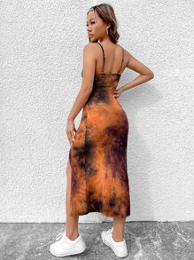 SHEIN EZwear 紮染前打結吊帶洋裝 - 彩色 - 查看 3