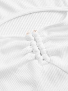 SHEIN MOD Cut Out Front Crop Tank Top - White - View 4