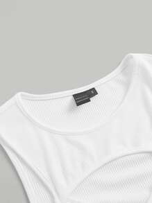SHEIN MOD Cut Out Front Crop Tank Top - White - View 3