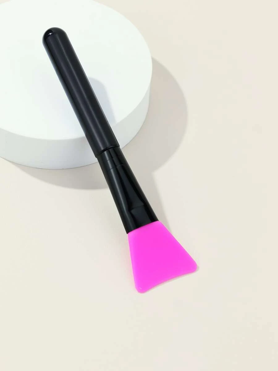 1pc rose red silicone soft scraper makeup brush with black handle - Multicolor - View 1