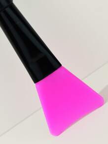 1pc rose red silicone soft scraper makeup brush with black handle - Multicolor - View 3