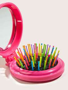 Airbag Massage Comb Students Portable 1pc Pink With Mirror Folding Air Cushion Comb Girls Travel Hair Comb, Hair Brush/Hair Comb - Pink - View 6