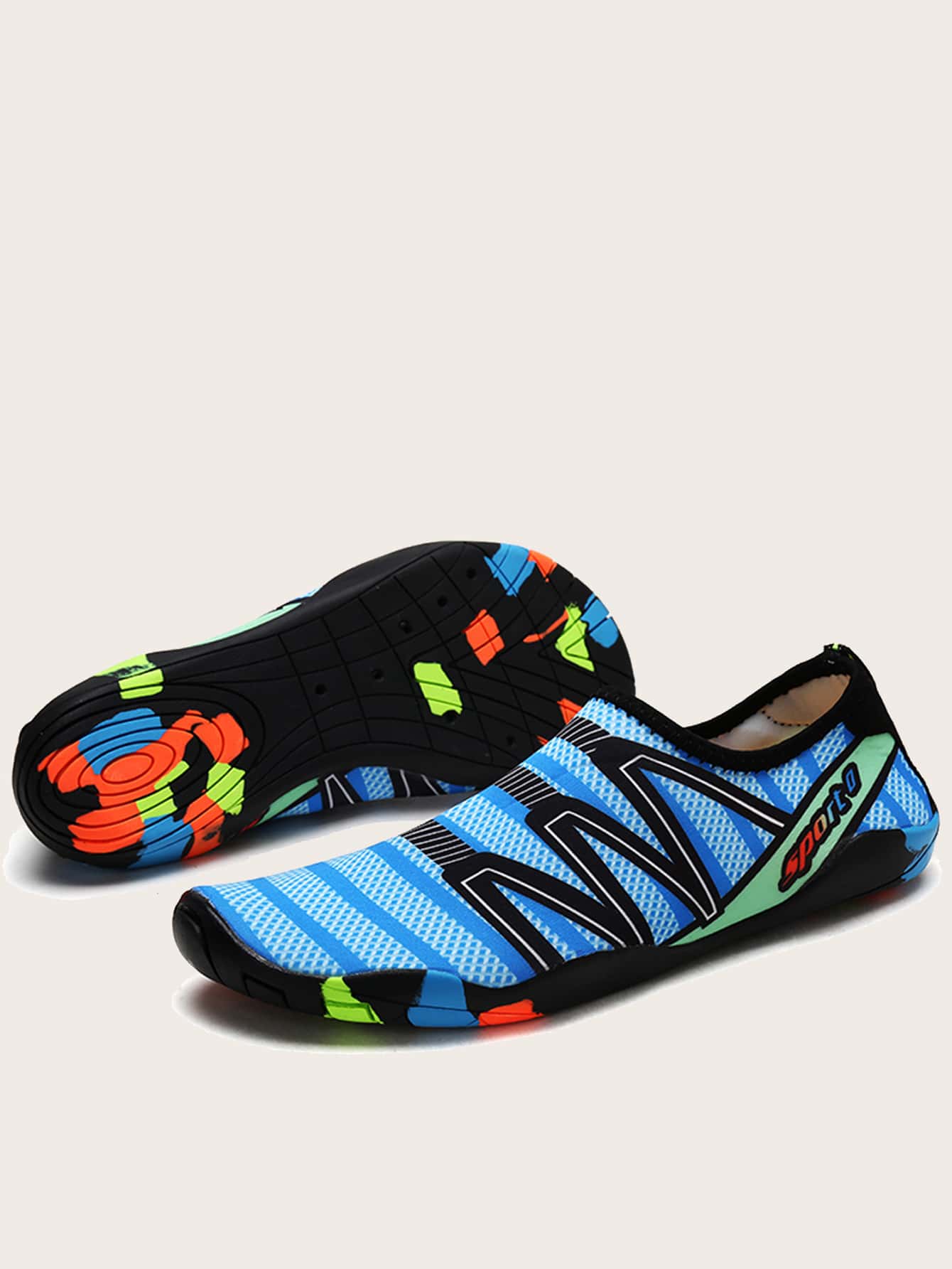 男士水上運動快幹一腳蹬滑水鞋撞色運動鞋 - 寶藍色 - 查看 1