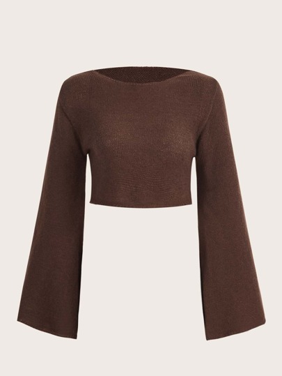 Jersey crop unicolor de cuello barco