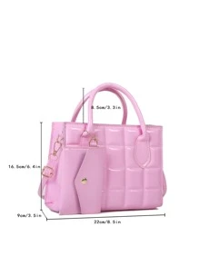 Họa tiết Hình học Túi Vuông Với ví coin Màu hồng - Màu Hồng baby - Xem 7