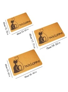 1pc Cat & Letter Graphic Door Mat - Multicolor - View 3