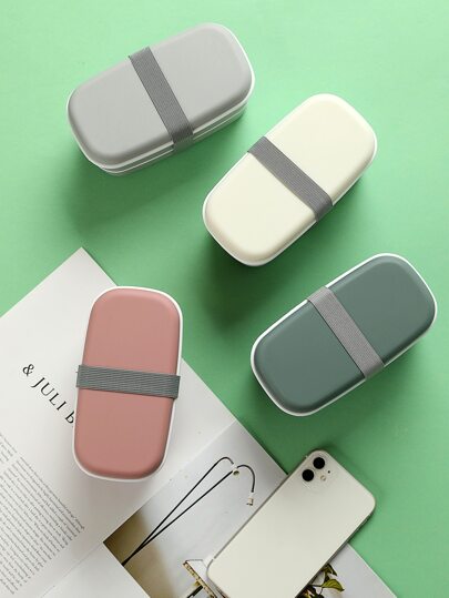 1pc Random Color Lunch Box With 1pair Chopsticks