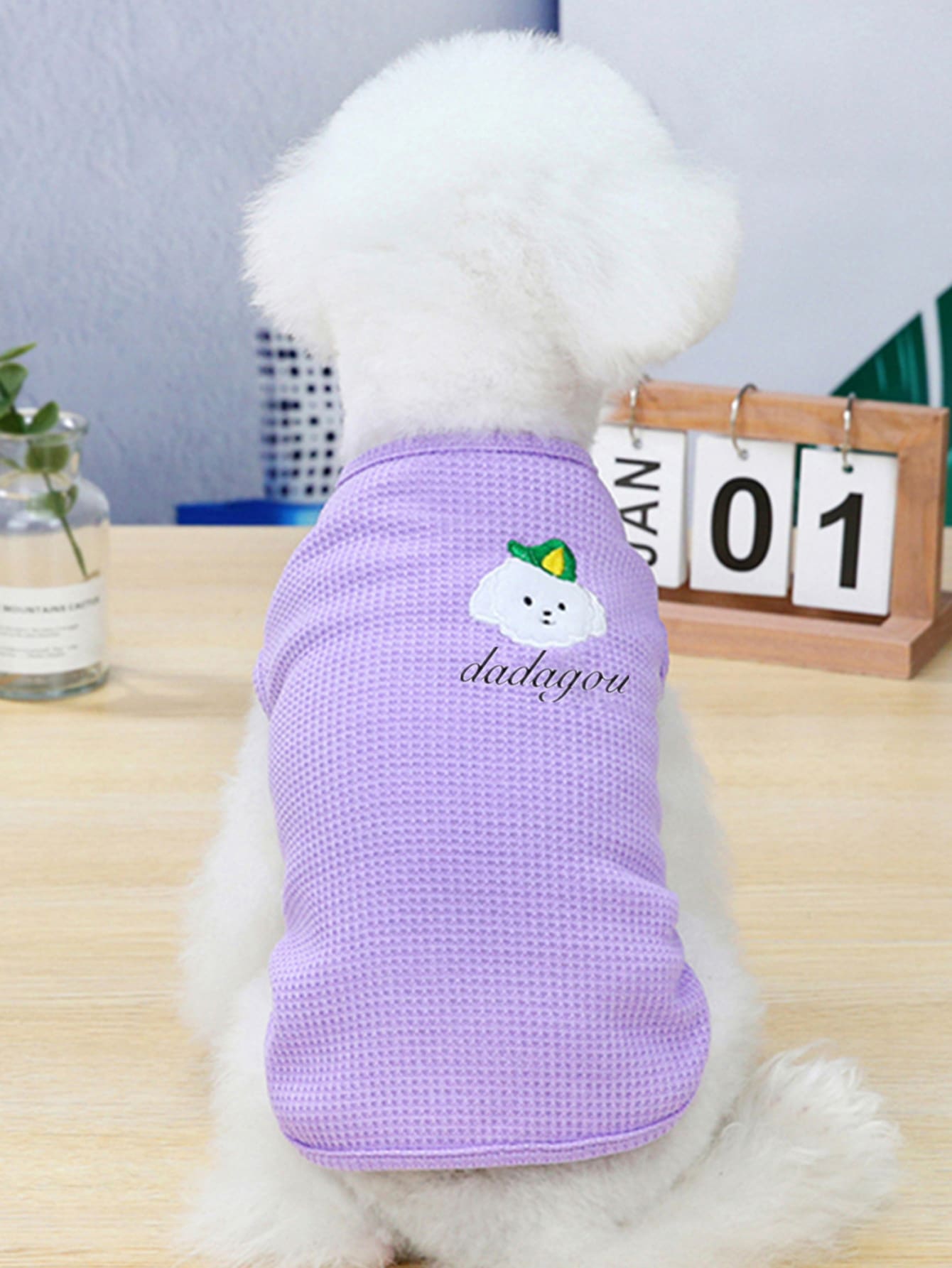 Cartoon Dog Detail Pet Tank - Purple - View 1
