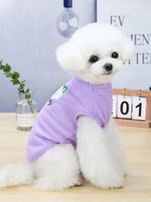 Cartoon Dog Detail Pet Tank - Purple - View 6