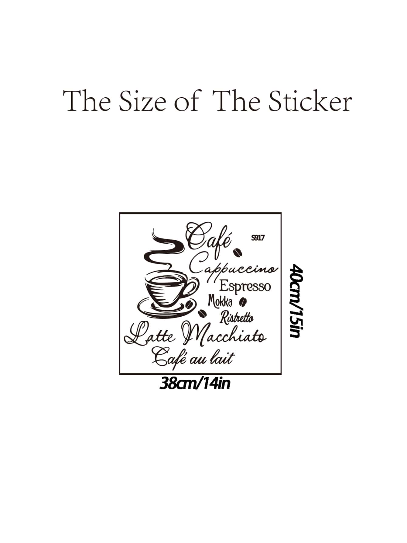1pc Coffee & Slogan Graphic Wall Sticker - Black - View 3