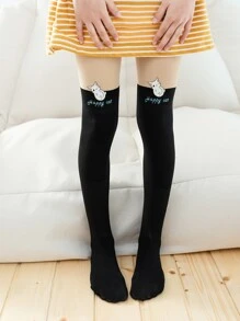 Toddler Girls Cartoon Graphic Tights - Multicolor - View 1