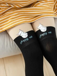 Toddler Girls Cartoon Graphic Tights - Multicolor - View 4