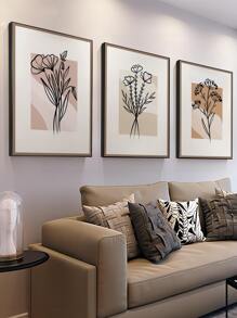 3pcs Floral Print Unframed Painting - Multicolor - View 4