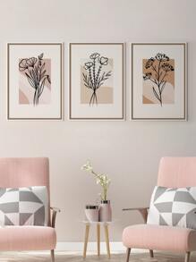 3pcs Floral Print Unframed Painting - Multicolor - View 5