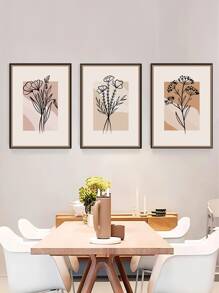3pcs Floral Print Unframed Painting - Multicolor - View 6