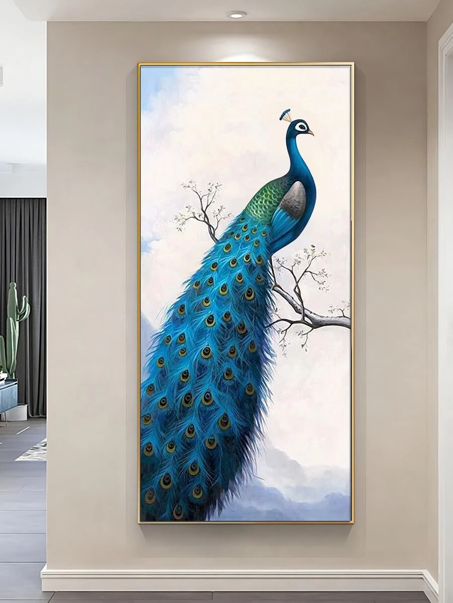 1入組孔雀印花無框畫 - 彩色 - 查看 1