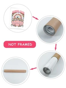 1pc Flower & Letter Graphic Unframed Painting - Multicolor - View 3