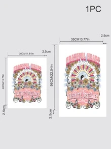 1pc Flower & Letter Graphic Unframed Painting - Multicolor - View 4