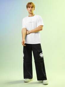 Jack B. Wiese 男士人像圖案翻蓋口袋工裝褲 - 黑色 - 查看 5