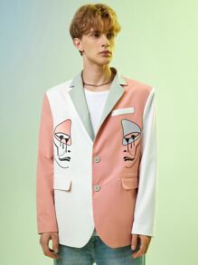 ALIENATED Hombres Blazer con estampado de figura de color combinado - Multicolor - Ver 1