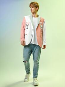 ALIENATED Hombres Blazer con estampado de figura de color combinado - Multicolor - Ver 3