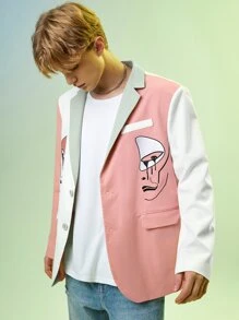 ALIENATED Hombres Blazer con estampado de figura de color combinado - Multicolor - Ver 4