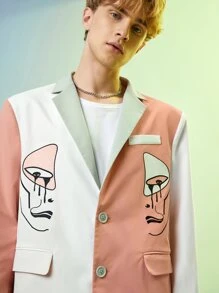 ALIENATED Hombres Blazer con estampado de figura de color combinado - Multicolor - Ver 5